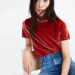 Madewell Burnished Rust Velvet Mockneck Tee